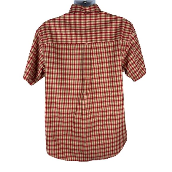 Chaps Ralph Lauren Mens Red & Beige Checkered Short Sleeve Shirt Size Medium - Picture 2 of 4
